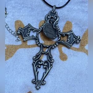 Large  Silver Cross Pendant Necklace